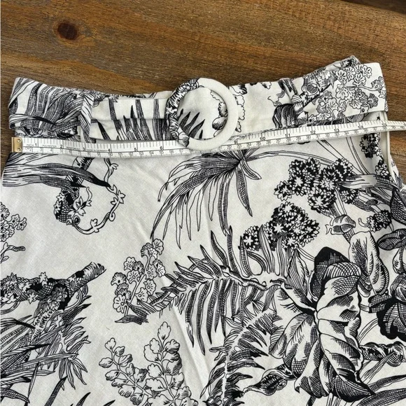 T Tahari Monochrome Botanical A-Line Linen Skirt Size 2 - Picture 4 of 10